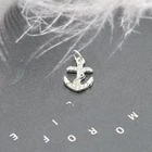Rhinestones Silver Alloy Alloy Anchor Rhinestones Silver Plated Zinc Alloy Charm For DIY Jewelry Making 12x18mm