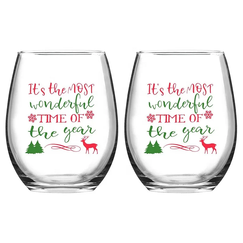 Wonderful Time Of The Year Christmas 15 Oz Funny Stemless Wine Glasses -  Buy Stemless Wine Glasses,Christmas Wine Glasses,Funny Wine Glasses Product  on 