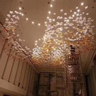 Club Star Project Custom Modern Hotel Lobby Long Staircase Wedding Club Glass Star Luxury Led Chandelier Lamp