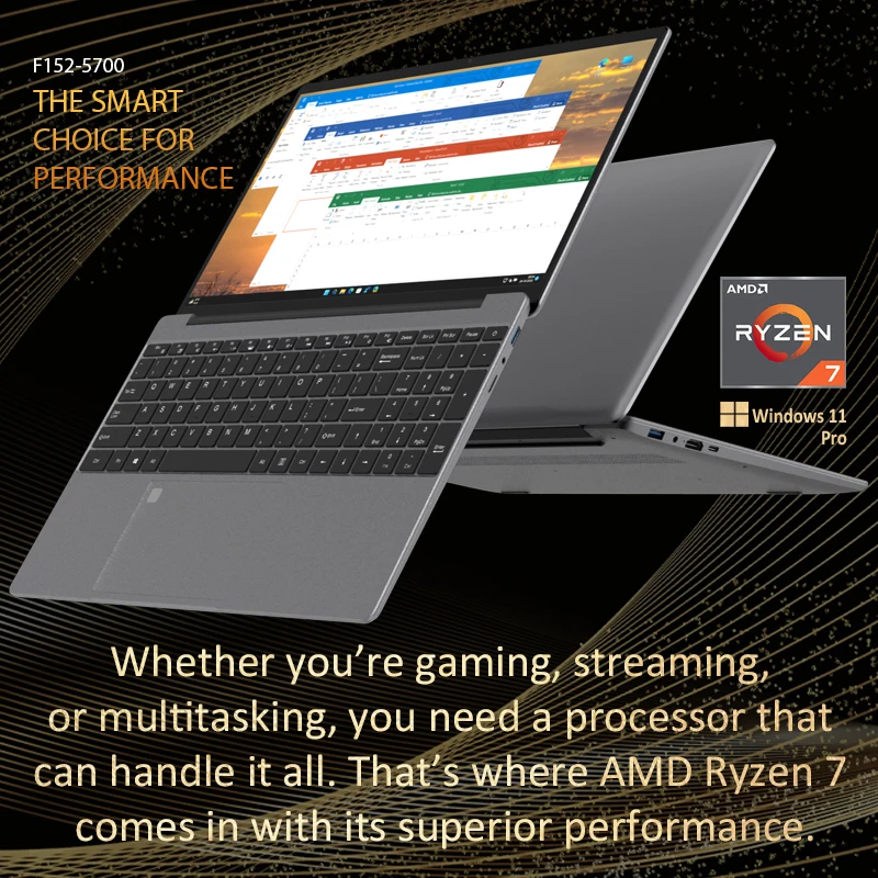 Ficep AMD R7 5700U Gaming Laptops 15.6 Inch Notebook Win 11 16G+512G business Laptops Computer