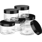 Cosmetic Cosmetic 30ml Cream Plastic Container 5ml 10ml 15ml 30ml 50ml 60ml 100ml 200ml 250ml PS Pet Clear Cosmetic Cream Jars Plastic Lip Scrub Container With Black Cap