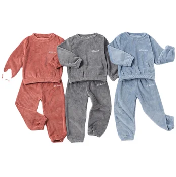 wholesale popular winter girl kid clothing pajama designer fleece flannel pajamas children girls sleepwear