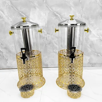 Luxury 8L Gold Juice Dispenser New Design round Glass Drink Dispenser Party Catering Hotel Wedding Milk Coffee Beer Beverages