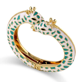 New Arrivals Statement Giraffe Bracelet, Chunky Fashion Bangle Cuff Jewelry, Enameled Colorful Gold Women Bangles Accessories