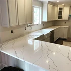 Quartz Polished Surface Bookmatched Artificial Calacatta White Quartz Slab