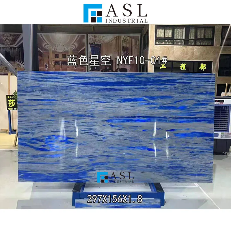 The factory directly laid the floor marble, the lobby with dark blue macau blue marble