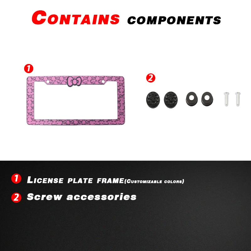 Custom USA Bowknot License Plate Frame UV Printing Plastic License Plate Frame for Cars Decoration details