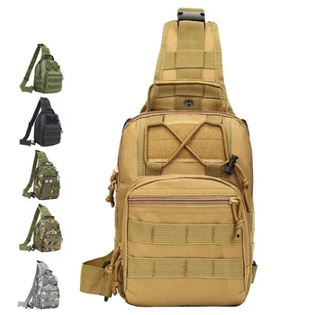 Men Crossbody Bag Chest Bag Single Shoulder 600D Oxford Outdoor Molle Sling Daypack Tactical Chest Bag for Camping Hiking