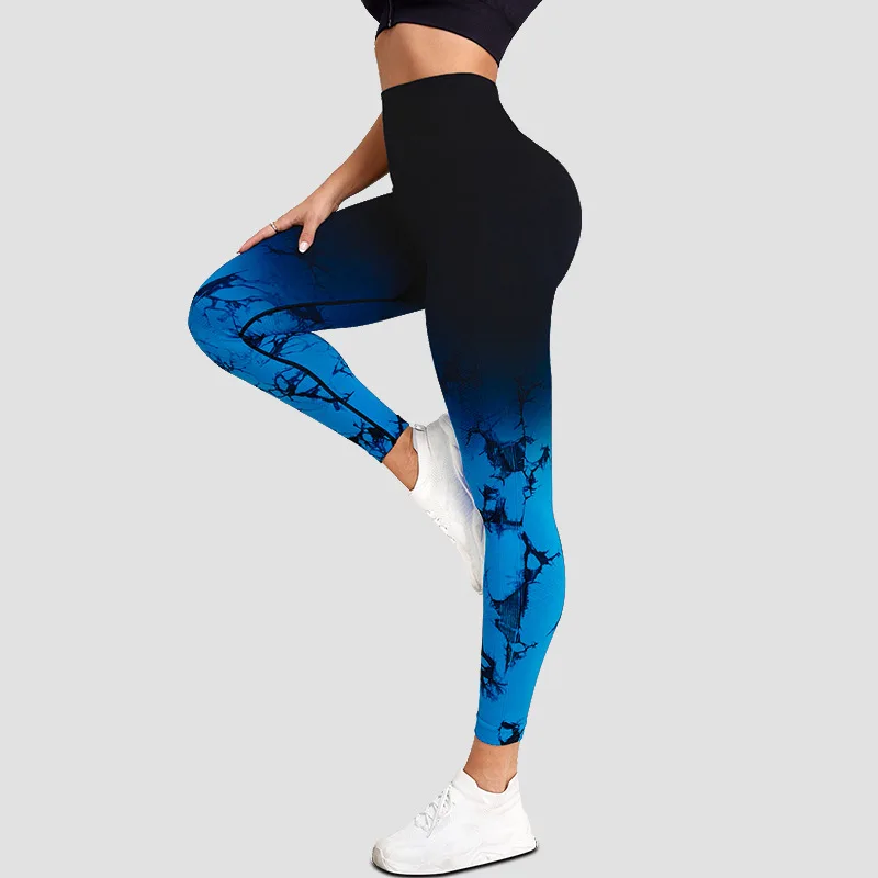Factory Direct Gradual Elastic Fitness Tie Dye Scrunch Butt Yoga Pants Sport Leggings For Women Sexy