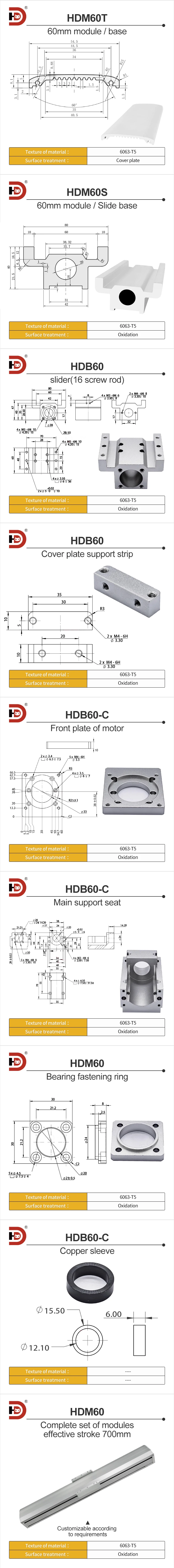 60mm Wide Module Aluminum Profile Linear Module Linear Motion Platform Slider Automated Robotic Arm Aluminum Material manufacture