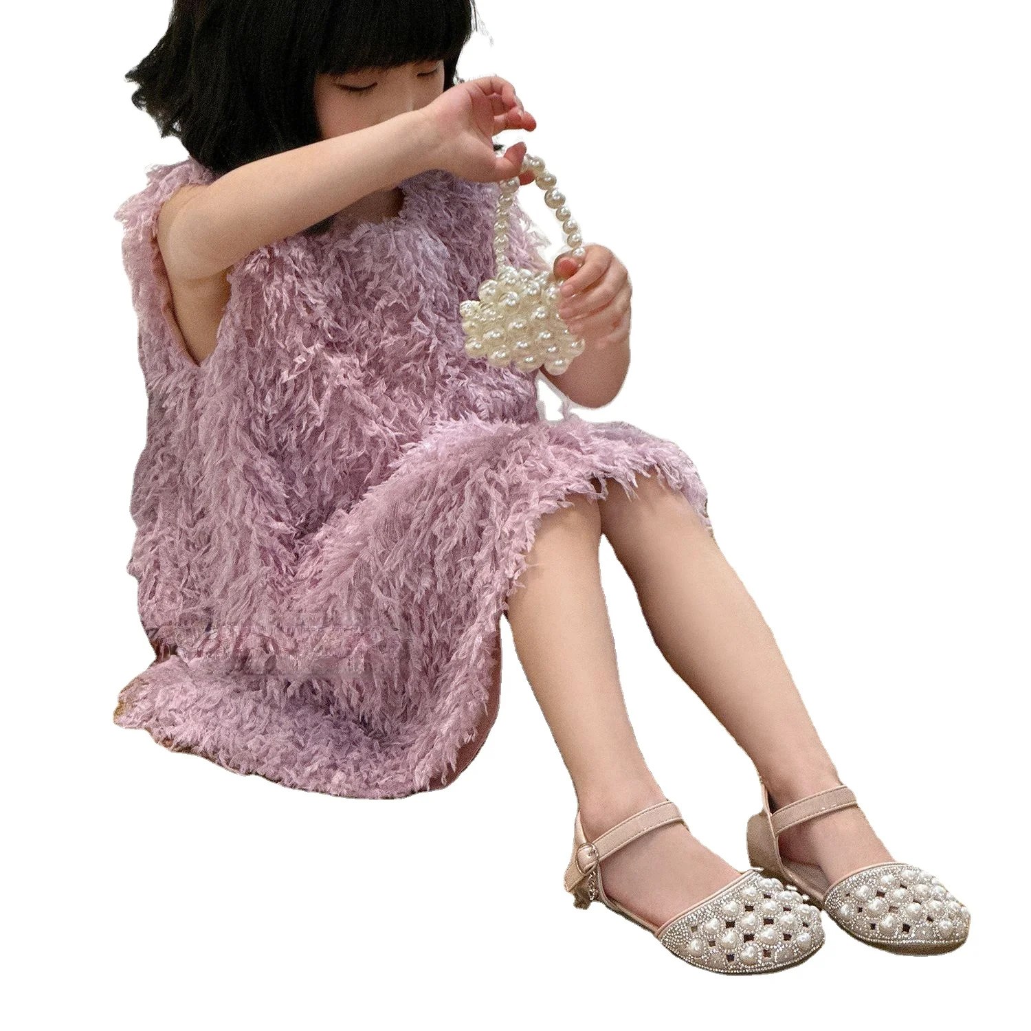 Girls' Fashion Full Pearls Flat Sandals Anti-Slip Summer Shoes for Children Toddlers Bling Sequin Design Spring Autumn Seasons factory