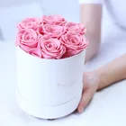 Pink Rose Hot Sale Pink Everlasting Rose 7 Rose Come With Round Gift Box For Romantic Wedding