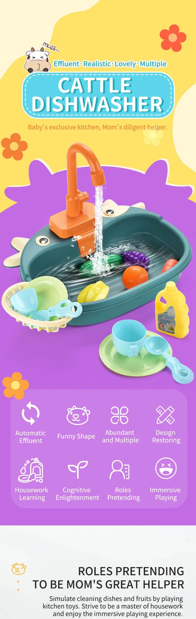Wholesale Play Sink Toys Dishwasher Playing Toy With Running Water