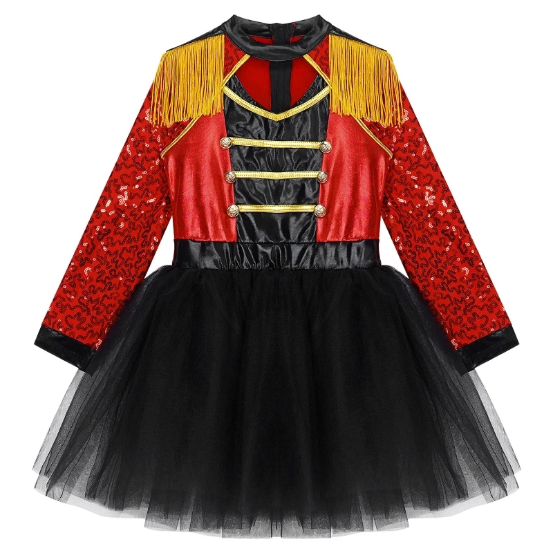 Wholesale Kids Girls Long Sleeve Sequin Tassel Epaulet Tutu Skirt Built ...