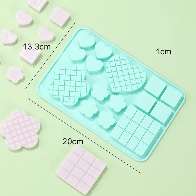 Eco Friendly Products 2024 6 Cavities Square Rectangle Heart Flower Shaped Breakable Chocolate Mold Silicone Soap Mold