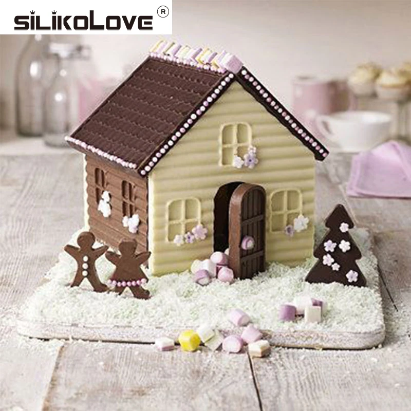Christmas House Silicone Cake Mold For Pastry Decoration Chocolate Mold Mould Cake Tools Kitchen Accessories
