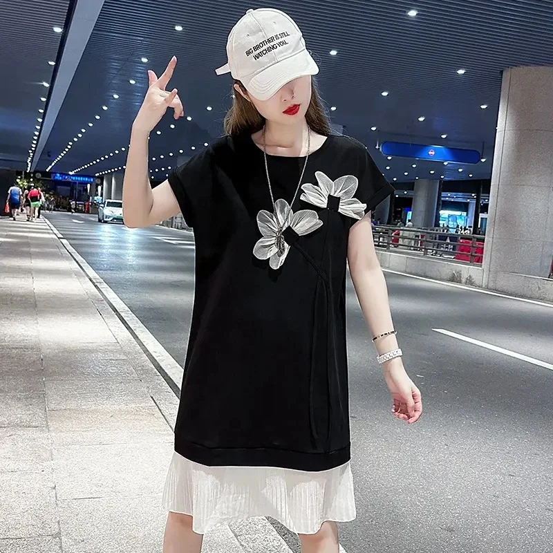 2024 summer new o-neck tops hip-hop street wear short sleeve blouse print women casual T-shirt