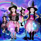 Halloween Halloween Beautiful Fancy Led Light Up Children Kids Witches Dress Halloween Costume For Girls