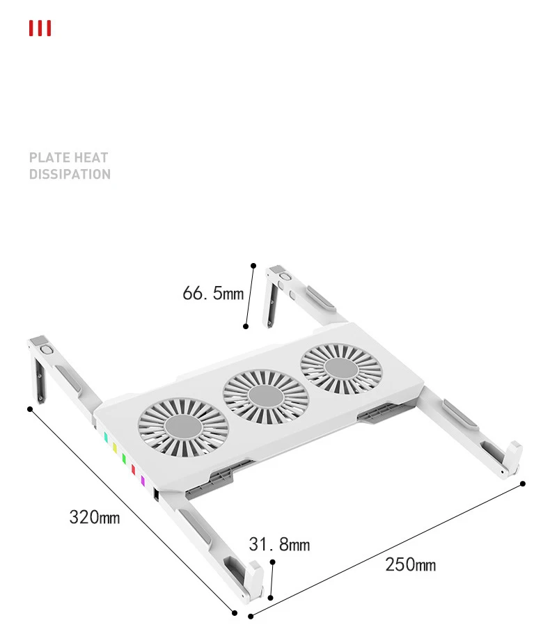 Desk 3 Cooling Fan Adjustable Foldable Laptop RGB Stand for Mac Air Pro for HP Computers Portable Computer Folding Bracket