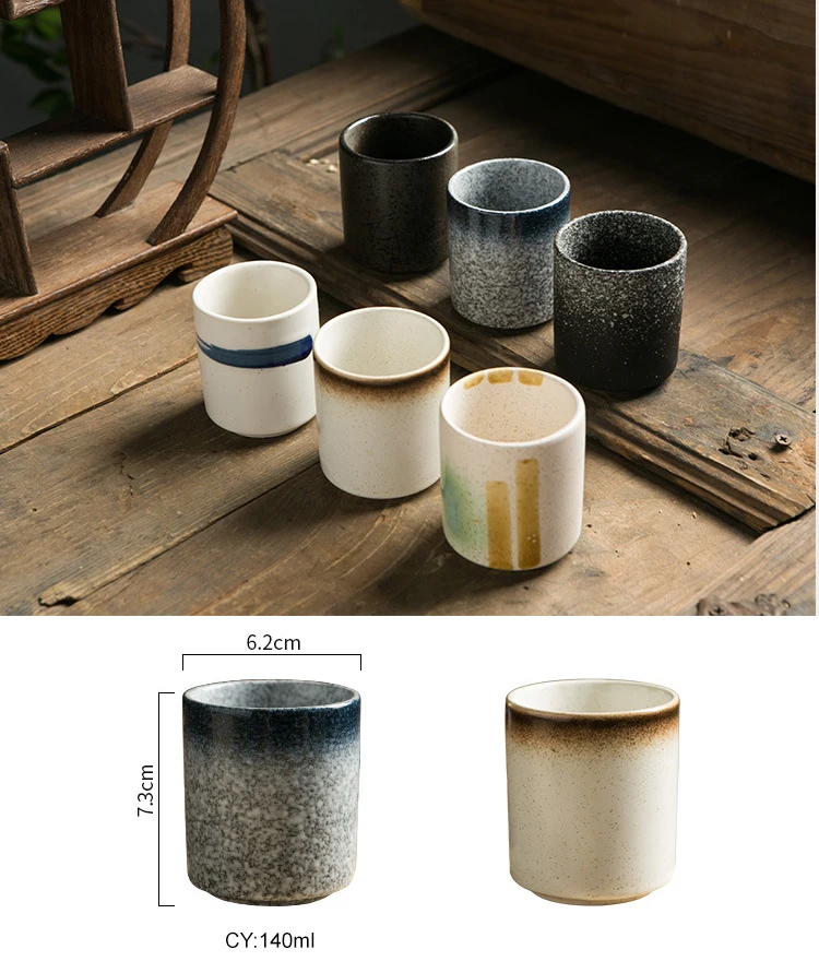140ml Handleless Porcelain Coffee Mug Pottery Chinese Tea Cup for Matcha Tea Green Tea Latte Cappuccino