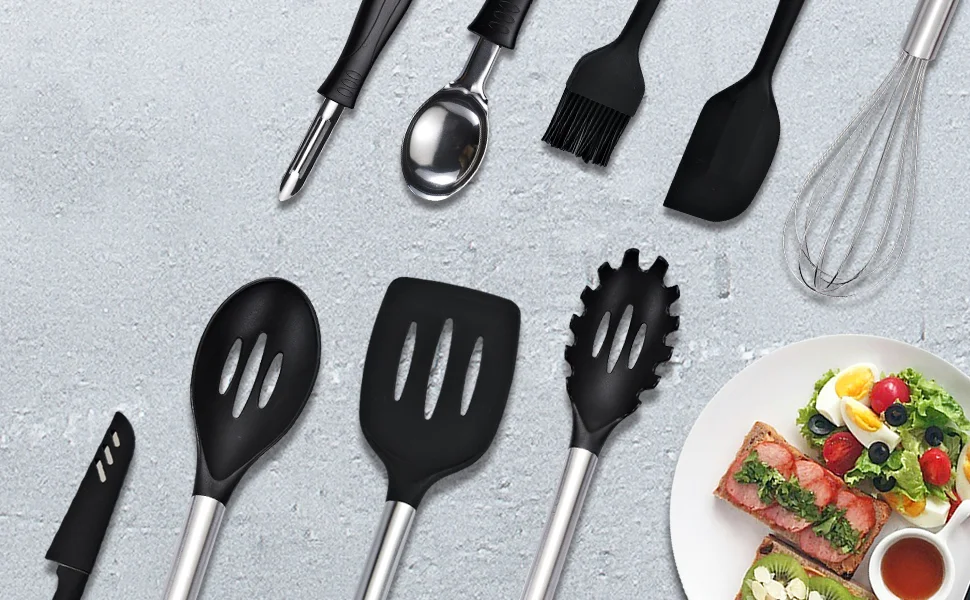 Amazon top seller 42 Piece Nylon Stainless Steel Kitchen Cooking Utensils set silicone cozinha Spatula Baking Gadgets