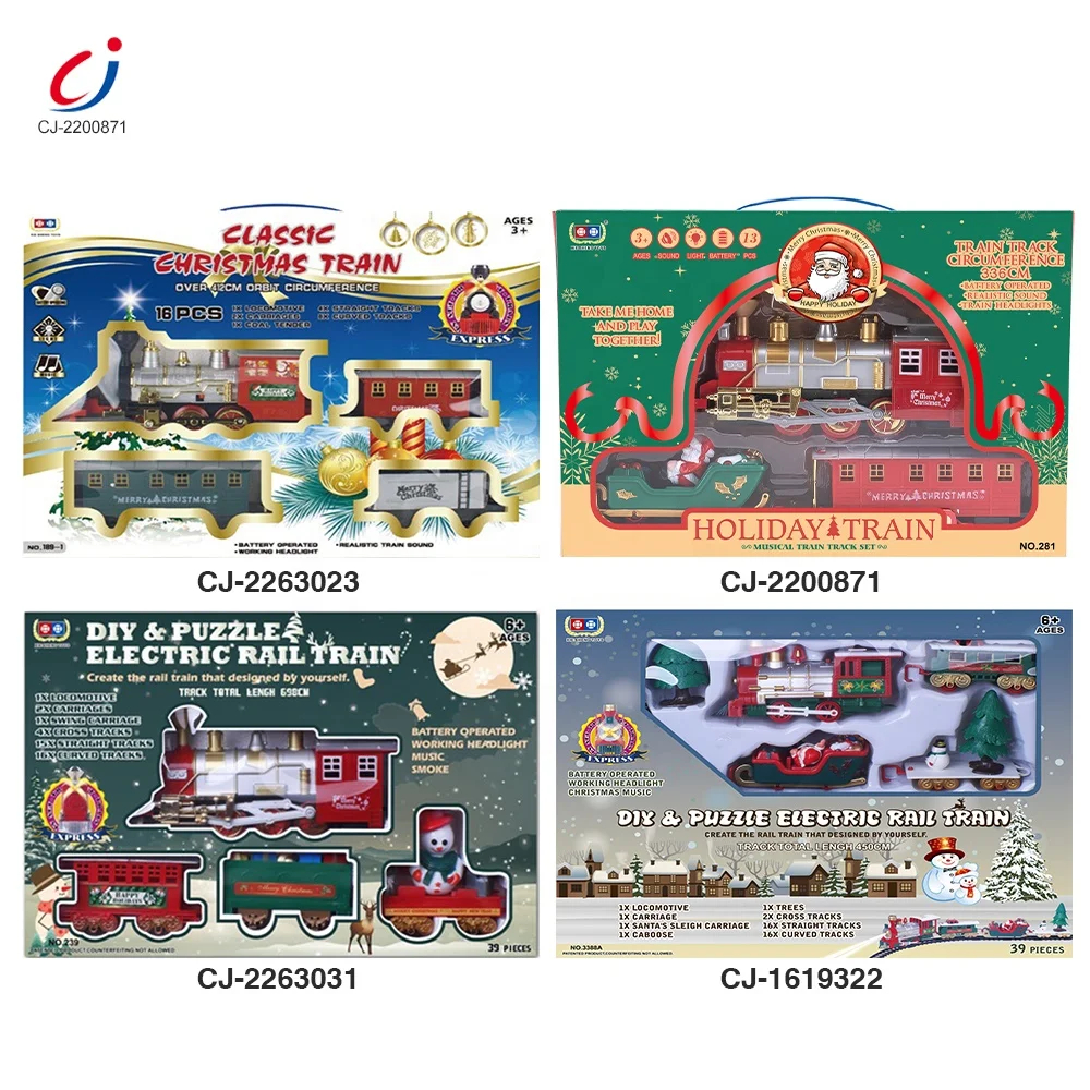 Chengji Railway toy electric car race track train kids plastic musical electric train toy christmas train with light