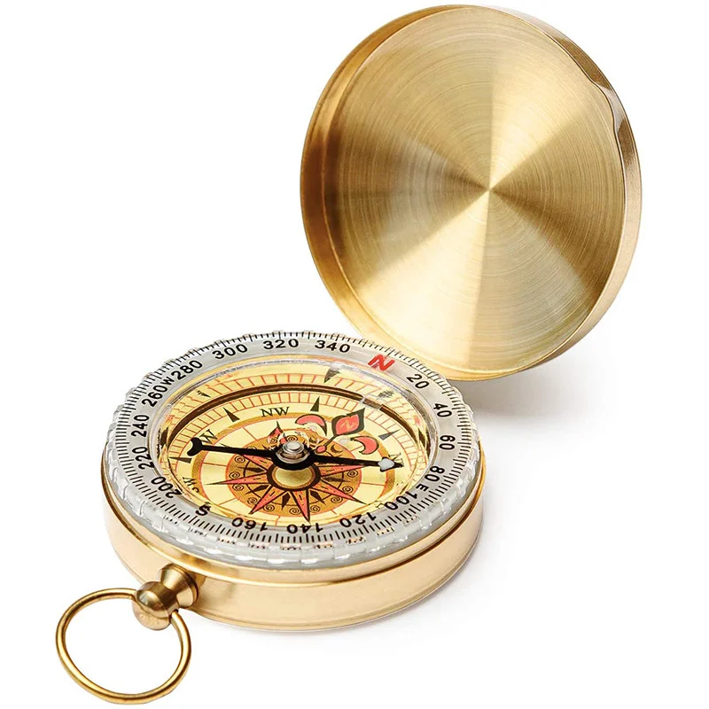 Vintage Brass Noctilucent Pocket Compass for Hiking Camping Personalised Gift 