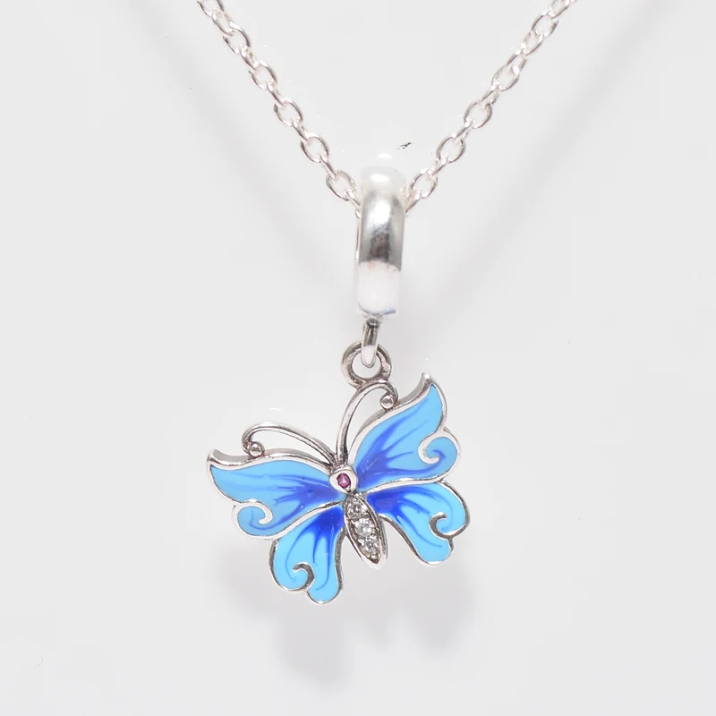 Sterling Silver Enamel Butterfly Pendant 925 charm