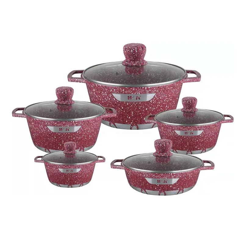 new arrival 10 Pieces Granite Cookware Set Nonstick Frying Pan Aluminum Cooking Pot Set Cookware Wholesale