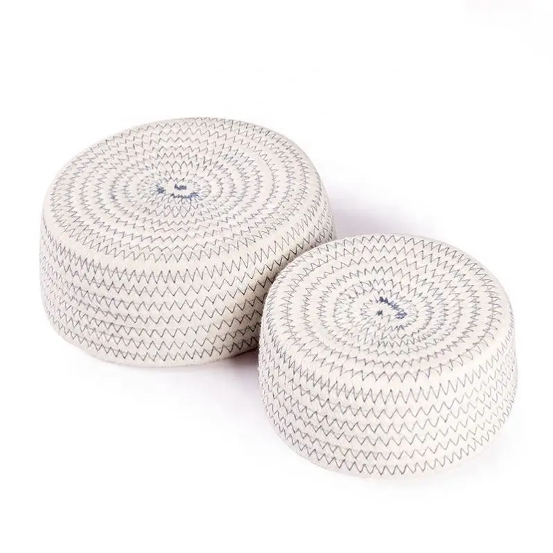 Wholesale natural cotton rope basket splicing manual storage woven basket