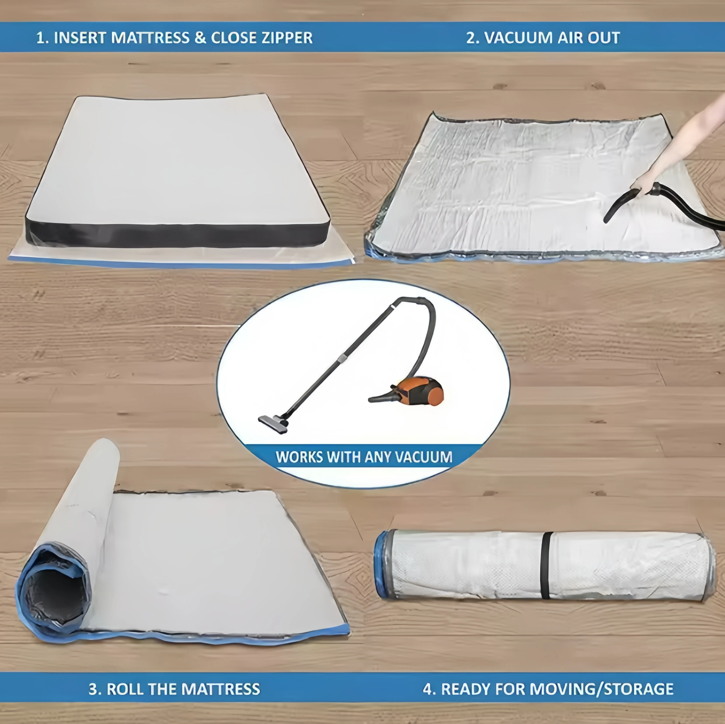 Sealed Transparent PA+PE Vacuum Compressed Mattress Storage Bag Thick Material Space-Saving for Living Room Relocation