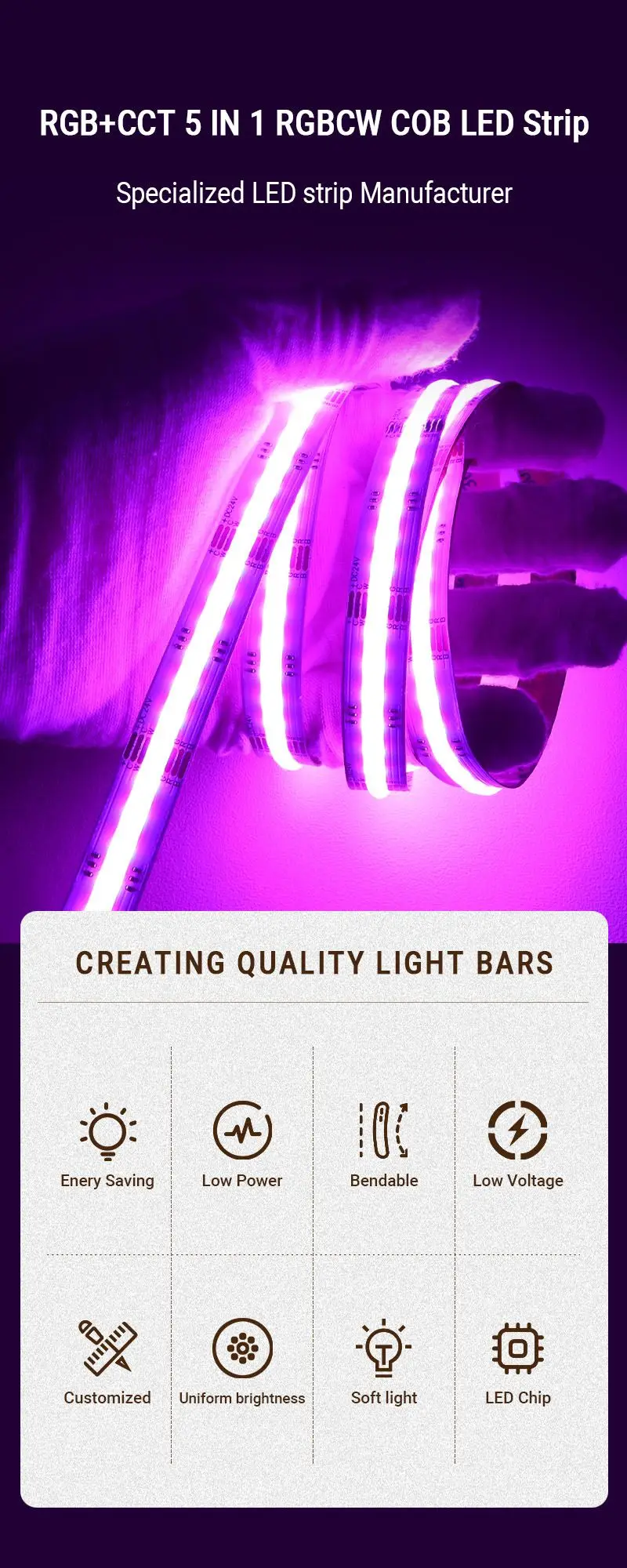 Arraystar New High Density Leds M Cob Strip Light In Color