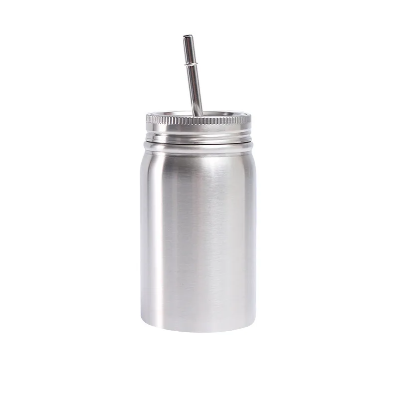 Factory direct sell 500ml 17oz Popular double wall Stainless Steel Sublimation blank vacuum cup can with lid and straw