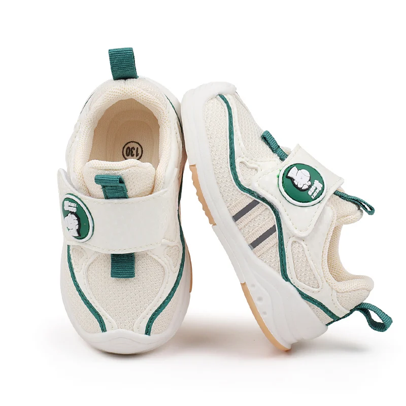 Spring and Autumn Fashionable Breathable PU Mesh Casual Walking Shoes for Boys and Girls Kids Court Sneakers factory
