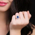 Ring Rings New Style Woman Fashion Jewelry Flowers Shape Blue Nano Gemstone Cubic Zircon Ring For Engagement Gift Party