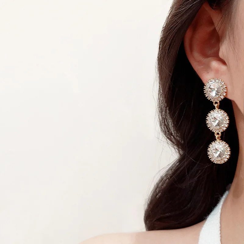 long round Zircon earrings women 2022 year new trend exquisite cold wind earring sense of luxury earrings