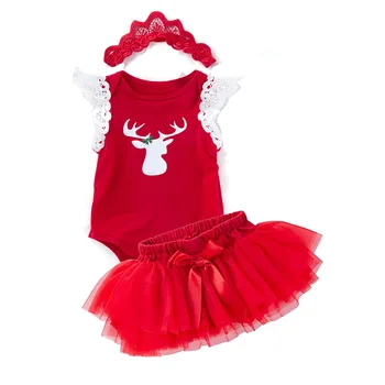 Girls Christmas Boutique 3Pcs Christmas Newborn Baby Girls Clothes Sets Toddler Outfit Girl DGRT-024