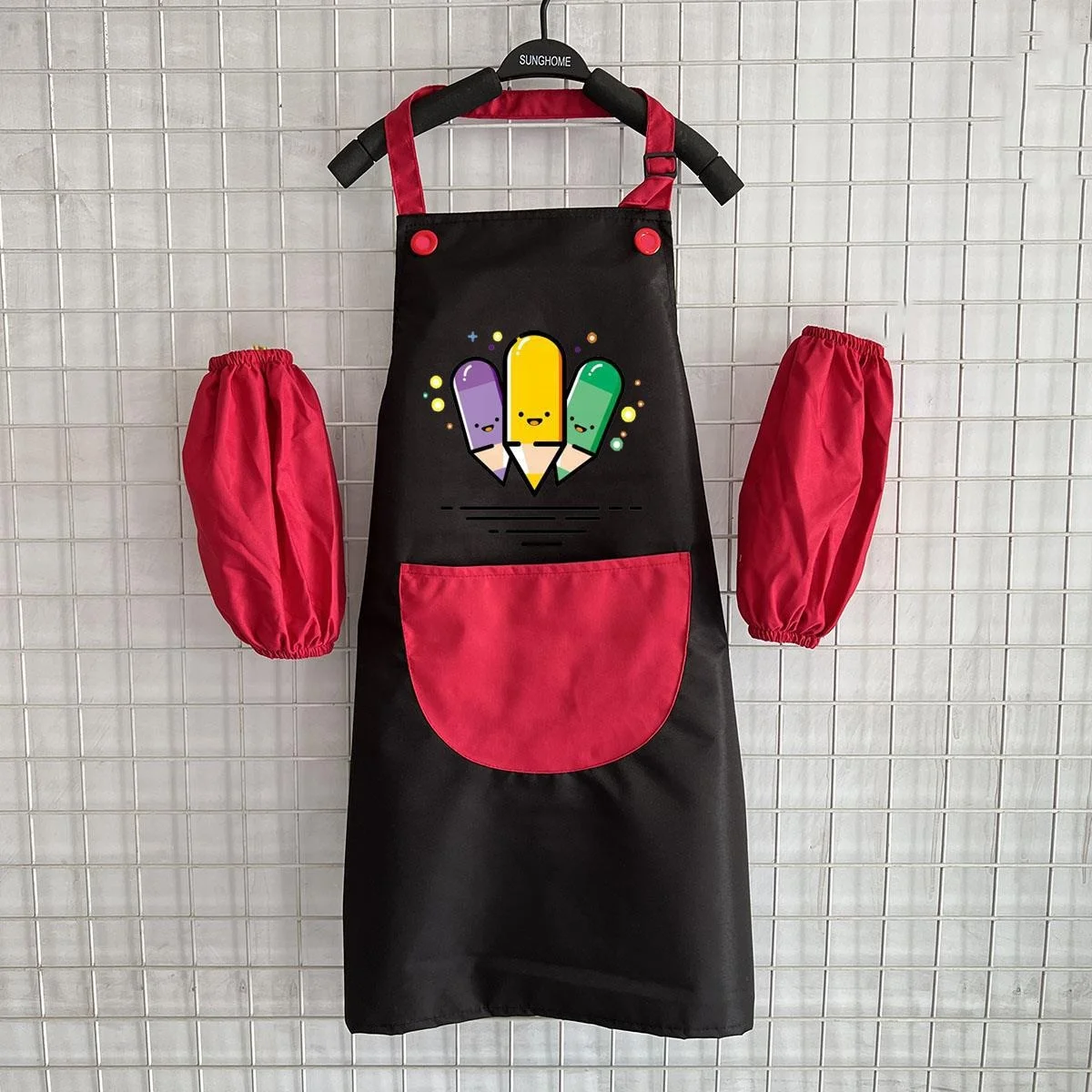 Waterproof Kids polyester child Aprons custom logo With Sleeve Custom Design Painting Kids polyester kids paint apron