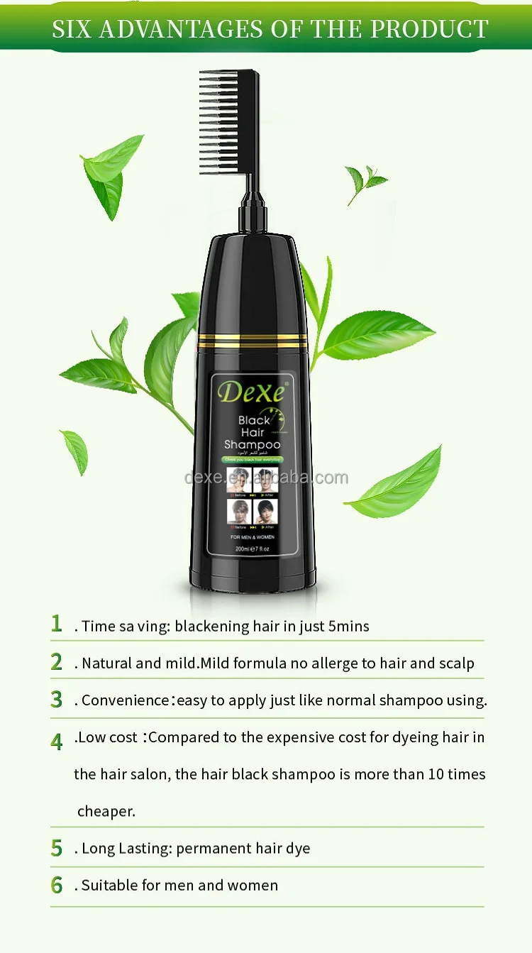 dexe subaru manufacturer wholesale magic black hair color dye shampoo with comb OEM ODM