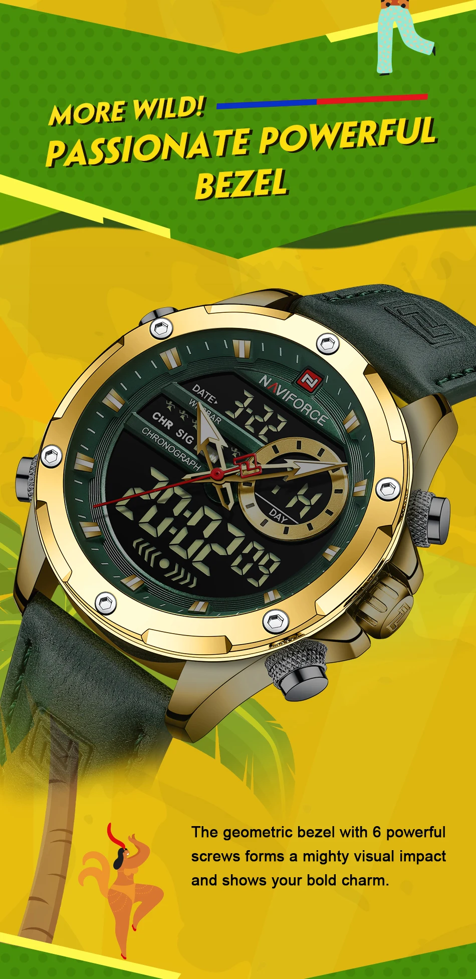 NAVIFORCE 9208 Luxury Original Watches For Men Casual Sports Chronograph Alarm Quartz Wrist Watch Leather Waterproof Clock