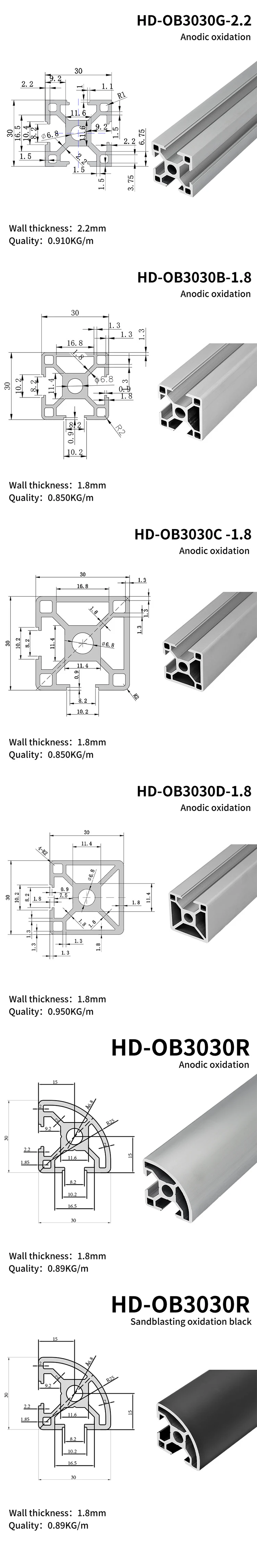 3030 Series Aluminum Extrusion Profile  Workbench Frame Cutting Services Industrial Custom Aluminium Alloy Suppliers manufacture
