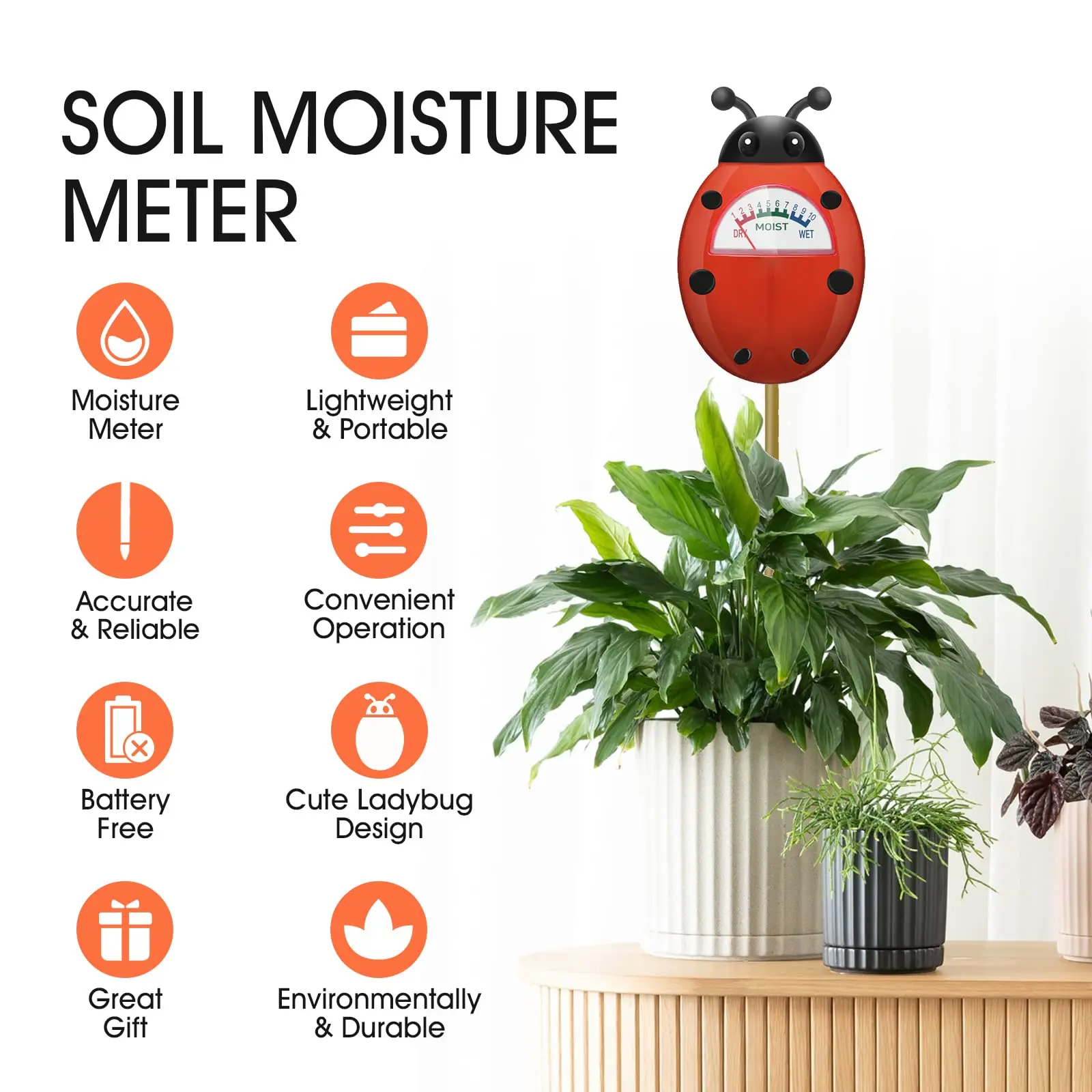 Soil Moisture Meter Plants Moisture Meter Gardening Tool Kits for Plant Care Plant Water Monitor for Garden Farm Lawn