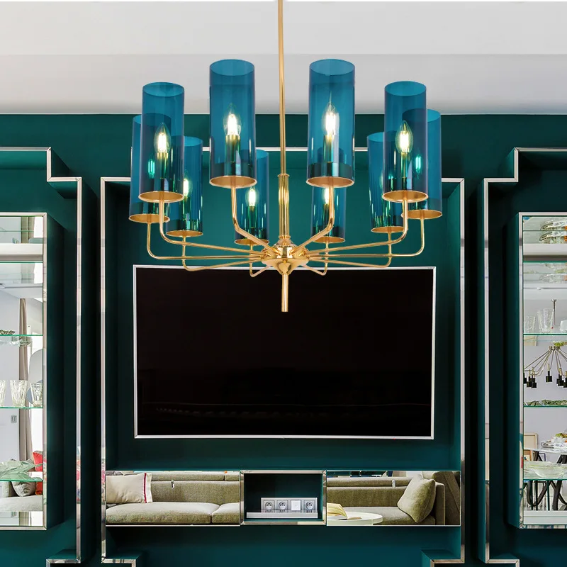 Circle personality combination luxury stainless steel round acrylic ring fashion creative chandelier