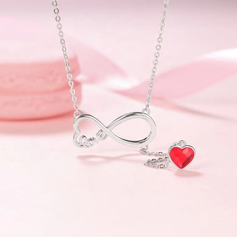 CDE YN0913 Original 925 Sterling Silver Love Necklace With Heart-Shaped Charms Plata De Collar Infinity Necklace For Women