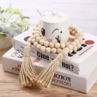 Beads Bead Custom Rustic Farmhouse Beads Wood Bead Garland With Tassels For Home Decor