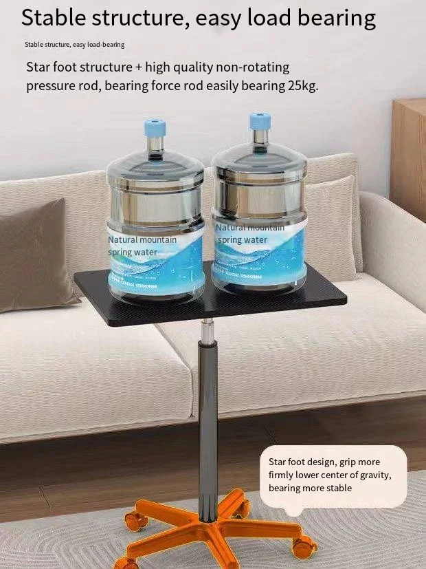 Movable Office Desk Workbench with Pulley Lifting Platform Small Bedside Table for Standing Workstation or Computer Workspace