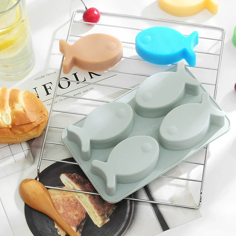 Silicone cake baking mold new design easy off 4 even lovely fish chocolate mold soap candy mould make ice box