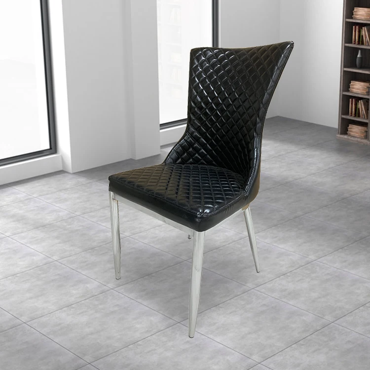 Free Sample Modern Design Dining Room Chairs Furniture Luxury Style Leather Dining Chair With Metal Legs