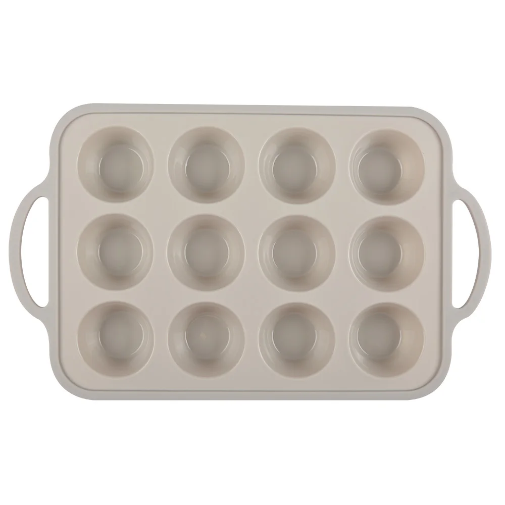 Wholesale baking pans non stick bakeware easy release round silicone muffin tray 12 cup cupcake baking pan