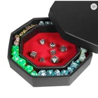 Dice 2020 8" Octagon Leather Dice Tray With Lid And Dice Staging Area For Board Games And All Tabletop RPGs